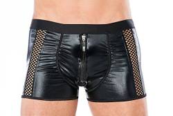 Andalea Herren Dessous Boxershorts schwarz aus Wetlook Material mit Reißverschluss Männer Shorts UnterwäscheGröße: S/M von Andalea