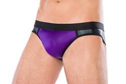 Andalea Men's Collection Herren Dessous Slip Höschen schwarz violett aus Wetlook Material Männer Slip Höschen Unterwäsche Größe: 4XL/5XL von Andalea Men's Collection