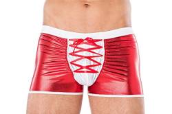 ,Andalea Herren Wetlook Christmas Weihnachts Shorts in rot weiß mit Schnürung Männer X-Mas Boxer elastisch Größe: S/M von ,Andalea