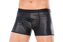 Andalea Sexy Herren Boxershorts in schwarz aus Kunstleder elastisch Männer Wetlook Slip Short Größe: L/XL von Andalea