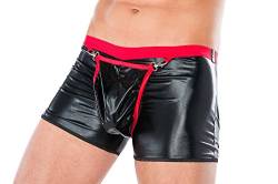 Herren Dessous Boxer-Shorts schwarz rot aus Wetlook Material mit Öffnung vorn und hinen Männer Shorts Unterwäsche Größe: 4XL/5XL von Andalea