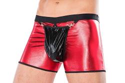 Herren Dessous Boxer-Shorts schwarz rot aus Wetlook Material mit Öffnung vorn und hinen Männer Shorts Unterwäsche Größe: S/M von Andalea
