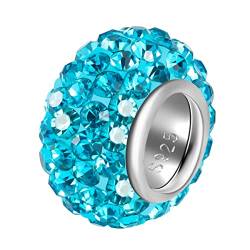 Andante-Stones 925 Sterling Silber Kristall Strass Bead Charm Sparkling Sky Element Kugel für European Beads + Organzasäckchen von Andante-Stones