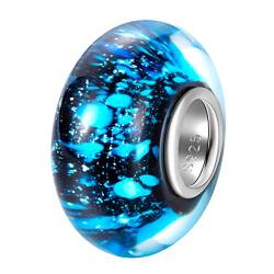 Andante-Stones 925 Sterling Silber Murano Glas Bead Charm 3D Universe Element Kugel für European Beads + Organzasäckchen von Andante-Stones