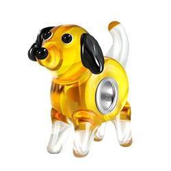 Andante-Stones 925 Sterling Silber Murano Glas Bead Charm TIERWELT Hund Gelb Element Kugel für Bettelarmbänder + Organzasäckchen von Andante-Stones