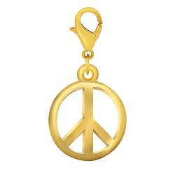 Andante-Stones Gold CHARM Anhänger PEACE Friedenszeichen + Organzasäckchen von Andante-Stones