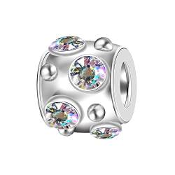 Andante-Stones Silber Bead mit 6 AB-Glaskristallsteinen Element Kugel für European Beads + Organzasäckchen von Andante-Stones