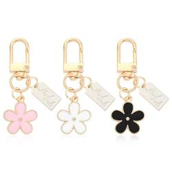 Andibro Cute Flower keychains for Women, 3Pcs Ästhetische Schlüsselanhänger Anhänger Mini Rucksack Taschenanhänger Blumen Charm Geldbörse Taschenzubehör für Frauen und Mädchen Geschenke von Andibro