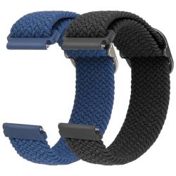 Andibro Geflochtene Nylon Uhrenarmbänder,Langlebige Armbänder für Männer/Frauen Ersatzarmbänder mit Schnalle 20mm/22mm Lug Width(Schwarz+Blau,22mm) von Andibro