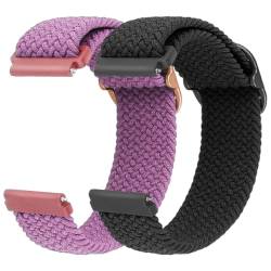 Andibro Geflochtene Nylon Uhrenarmbänder,Langlebige Armbänder für Männer/Frauen Ersatzarmbänder mit Schnalle 20mm/22mm Lug Width(Schwarz+Lila,22mm) von Andibro