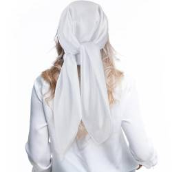 Andibro Seidenähnliches Kopftuchm,90x90cm Einfarbiger Satin Kopftuch Leicht Halstuch Seidentuch quadratisches für haare Frauen Geschenk(Weiß) von Andibro