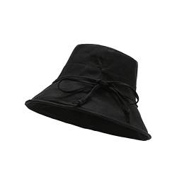Andiker Fischerhüte Sonnenhut Outdoor Bucket Hat Faltbarer Sommerhut mit Nackenschnur für Damen Mädchen Visoren (Schwarz) von Andiker