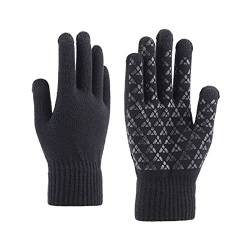 Andiker Winter Handschuhe Herren Damen, Touchscreen Thermo Strickhandschuhe, Anti-Rutsch Fäustlinge Handschuhe für Wandern, Angeln, Radfahren (Stricken, L) von Andiker