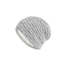 Damen Winter Knitted Bun Beanie Tail Hat, Trendy Solid Pferdeschwanz Dick Hat mit Fleece Weich und Warm (grau) von Andiker