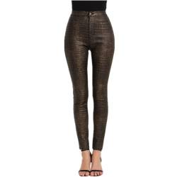 Andiwa Damen-Leggings aus Kunstleder, Krokodilleder-Optik, hohe Taille, Push-Up, Stretch-Leggings, Petite/Regular/Tall von Andiwa