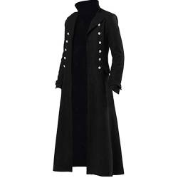 Herren Gothic Steampunk Vintage Jacke Viktorianischer Frock Mantel Uniform Kostüm Mittelalter Piraten Wikinger Formal Smoking Mantel, Schwarz , M von Andiwa