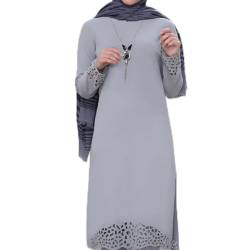 Muslimisches Kleid für Damen, elegant, langärmelig, Bademantel und Hose, Dubai Abaya, zweiteiliges Outfit, grau, X-Large von Andiwa