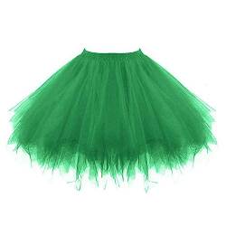 Andouy Damen Tutu Rock Tüll Petticoat Ballett Tanz Organza Geschichteten Blase Kostüm Dress-up Sexy Größe 36-52(48-52,Grün) von Andouy