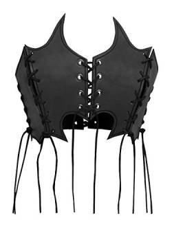 Andracor - Fantasy Brustplatte aus Leder für Frauen – Geflammtes Bustier aus Rüstleder mit Schnürung und toller Optik – für LARP, Mittelalter, Wikinger & Fantasy - Schwarz/Braun/Grün/Rot – S bis L von Andracor