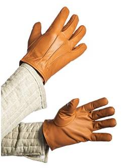 Andracor Robuste Handschuhe aus echtem Leder für verschiedene LARP-Charaktere - individuell einsetzbar für Mittelalter, Fantasy, Cosplay & Freizeit - Farbe: hellbraun - Größe: L von Andracor