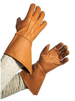 Andracor Robuste Stulpenhandschuhe aus echtem Leder für verschiedene LARP-Charaktere - individuell einsetzbar für Mittelalter, Fantasy, Cosplay & Freizeit - Farbe: braun - Größe: M von Andracor