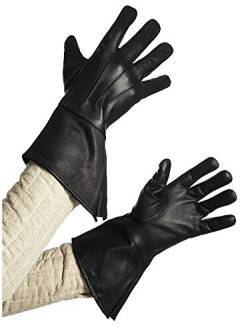 Andracor Robuste Stulpenhandschuhe aus echtem Leder für verschiedene LARP-Charaktere - individuell einsetzbar für Mittelalter, Fantasy, Cosplay & Freizeit - Farbe: schwarz - Größe: L von Andracor