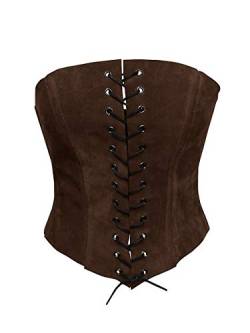 Andracor - Schlichtes Wildleder Mieder - Vollbrust Corsage -Dunkelbraun XS bis XXL - für LARP, Mittelalter, Steampunk, Wikinger von Andracor