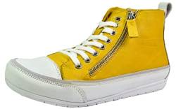 Andrea Conti Damen High Top Stiefelette Sneaker Leder trendy Design neu 0345910, Größe:37 EU, Farbe:Gelb von Andrea Conti