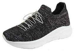 Andrea Conti Damen Sneaker, schwarz/Silber, 41 EU von Andrea Conti