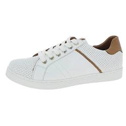 Andrea Conti Damen Sneaker, weiß/braun, 39 EU von Andrea Conti