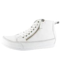 Andrea Conti Damen Stiefelette High Top Sneaker Leder cool und bequem 0345910, Größe:37 EU, Farbe:Weiß von Andrea Conti
