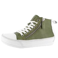 Andrea Conti Damen Stiefelette High Top Sneaker Leder cool und bequem 0345910, Größe:38 EU, Farbe:Grün von Andrea Conti