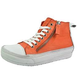 Andrea Conti Damen Stiefelette High Top Sneaker Leder cool und bequem 0345910, Größe:38 EU, Farbe:Orange von Andrea Conti