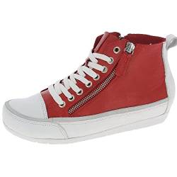 Andrea Conti Damen Stiefelette High Top Sneaker Leder cool und bequem 0345910, Größe:38 EU, Farbe:Rot von Andrea Conti