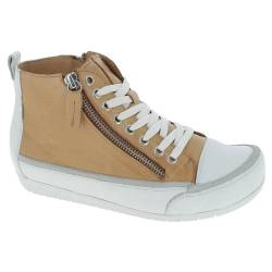 Andrea Conti Damen Stiefelette High Top Sneaker Leder cool und bequem 0345910, Größe:42 EU, Farbe:Beige von Andrea Conti