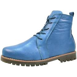 Andrea Conti Damen Stiefelette Leder Schnürboot Profilsohle 0342828, Größe:38 EU, Farbe:Blau von Andrea Conti