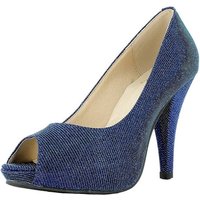 Andrea Conti Glitzer Peeptoe Damen Schuhe - Blau Pumps von Andrea Conti