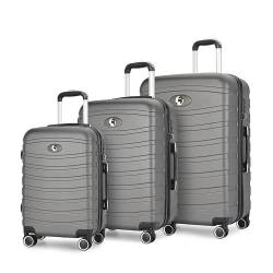 Hartschalen-Koffer Trolley Rollkoffer Reisekoffer Handgepäck 4 Rollen (M-L-XL-Set) (Anthrazit, 3-teiliges Set) von Andreas Dell