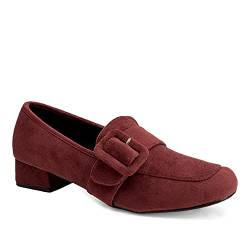 Andrés Machado - Bequeme Loafer für Damen und Junge Frauen – AM5592 – Elegante Ballerinas Mokassins mit Absatz aus Lederimitat– Bordeaux EU 34 von Andrés Machado