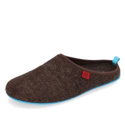 Andres Machado Dynamic - Unisex-Hausschuh aus Naturwolle und Feinfilz mit anatomischer Sohle - Made in Spain, 41 EU, Braun Blau von Andrés Machado