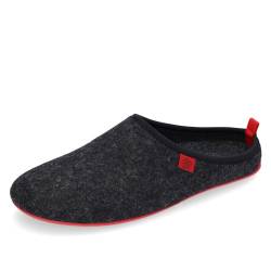 Andres Machado Dynamic - Unisex-Hausschuh aus Naturwolle und Feinfilz mit anatomischer Sohle - Made in Spain, 43 EU, Schwarz Rot von Andrés Machado