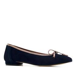 Andrés Machado - Elegante Ballerinas für Damen Junge Frauen aus Rauleder – IRIS – Bequeme Damenschuhe mit flachem Absatz für den Sommer Loafer Slipper mit flachem Absatz– Blau EU 44 von Andrés Machado