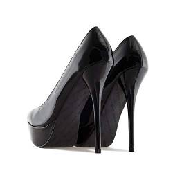 Andrés Machado - Elegante Business Pumps aus Lederimitat für Damen mit 14 cm Absatz – AM453 – High-Heels hohe Damenschuhe mit Plateau für den Sommer –Lack Schwarz Größe EU 42 von Andrés Machado