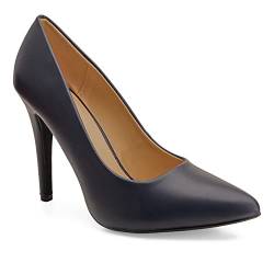 Andrés Machado - Elegante Pumps für Damen und Junge Frauen – AM5585 – Damenschuhe mit Absatz High-Heels aus Lederimitat mit schlanker Spitze – Marineblau EU 33 von Andrés Machado