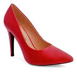 Andrés Machado - Elegante Pumps für Damen und Junge Frauen – AM5585 – Damenschuhe mit Absatz High-Heels aus Lederimitat mit schlanker Spitze – Rot EU 43 von Andrés Machado