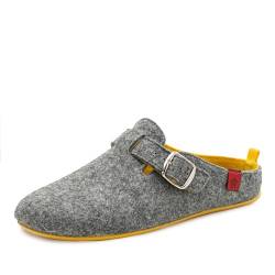 Andrés Machado - Hausschuhe für Damen - Frühling Herbst - VAL – Unisex Pantoffeln Slipper – Wolle und Filz – rutschfeste Gummisohle und herausnehmbares Fußbett - Grau Gelb EU 42 von Andrés Machado