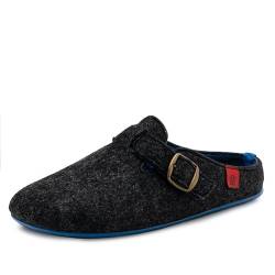 Andrés Machado - Hausschuhe für Damen - Frühling Herbst - VAL – Unisex Pantoffeln Slipper – Wolle und Filz – rutschfeste Gummisohle und herausnehmbares Fußbett - Schwarz Blau EU 42 von Andrés Machado