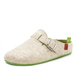 Andrés Machado - Hausschuhe für Damen - Frühling Herbst - VAL – Unisex Pantoffeln Slipper – Wolle und Filz – rutschfeste Gummisohle und herausnehmbares Fußbett - Weiß Grün EU 42 von Andrés Machado