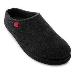 Andrés Machado - Hausschuhe für Damen für Frühling – Unisex Slipper für drinnen und draußen - AM001 – Schlappen aus Filz mit rutschfester Gummisohle – Schwarz, EU 34 von Andrés Machado