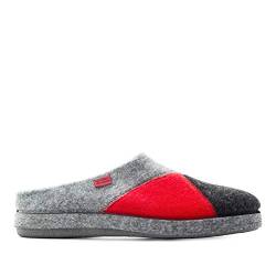 Andrés Machado - Hausschuhe für Herren für Sommer – Unisex Slipper - AM001 für drinnen und draußen – Pantoffeln aus Filz mit Rutschfester Gummisohle – Rot Grau, EU 42 von Andrés Machado